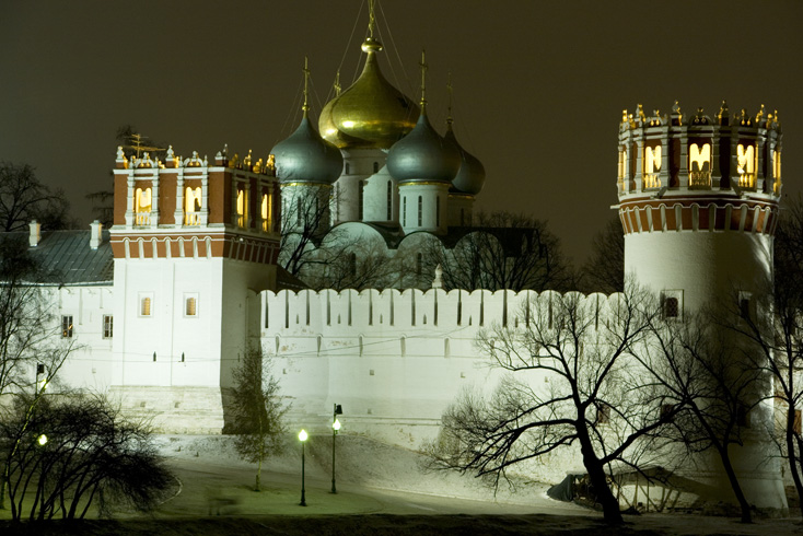 Evening view of Novodevichy Convent in Moscow, UNESCO world heritage site Evening view of Novodevichy Convent in Moscow, UNESCO world heritage site