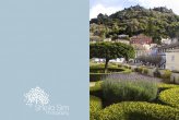 The garden of the national palace at Sintra, near Lisbon, looking up towards the Moorish castle