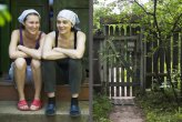 Yulia and her aunt Nonna relax between tasks at the dacha, near Moscow