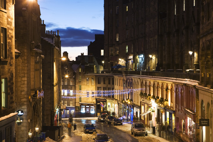 Winter evening in Victoria Street, Edinburgh
