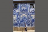 Azulejo panel covering exterior wall of the Igreja do Carmo