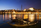 Barcos rabelos (rabelo boats) moored beside the quay at Vila Nova de Gaia, Douro river