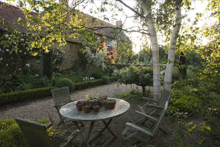 Late afternoon in Sandhill Farm House garden, home of renowned garden designer Rosemary Alexander Late afternoon in Sandhill Farm House garden, home of renowned garden designer Rosemary Alexander